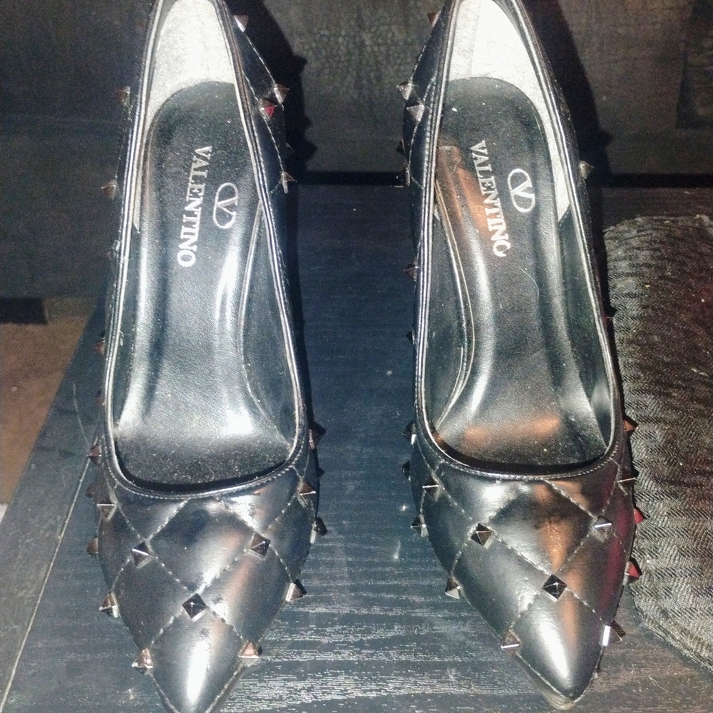 Valentino Black Pyramid Stud Heels
